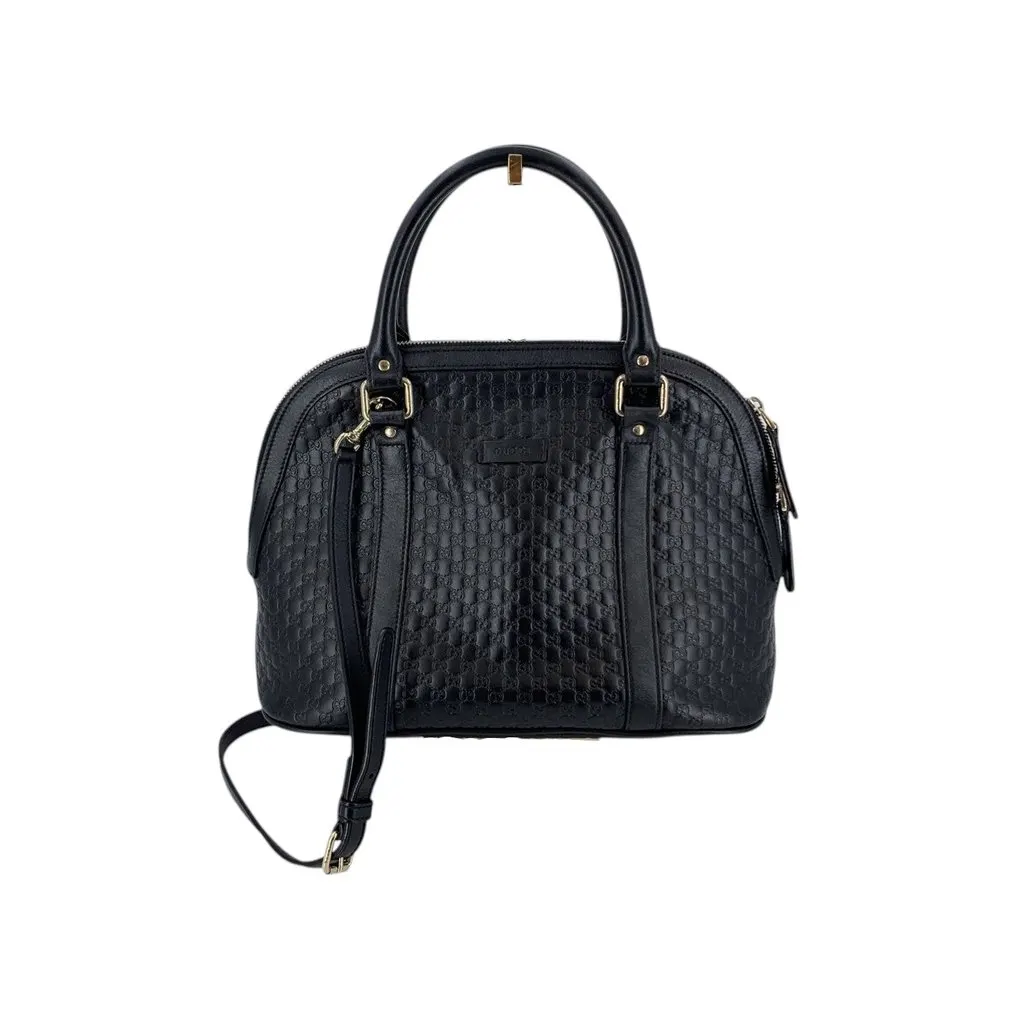 Gucci Shoulder Bag Dome Black Leather Good - Front View