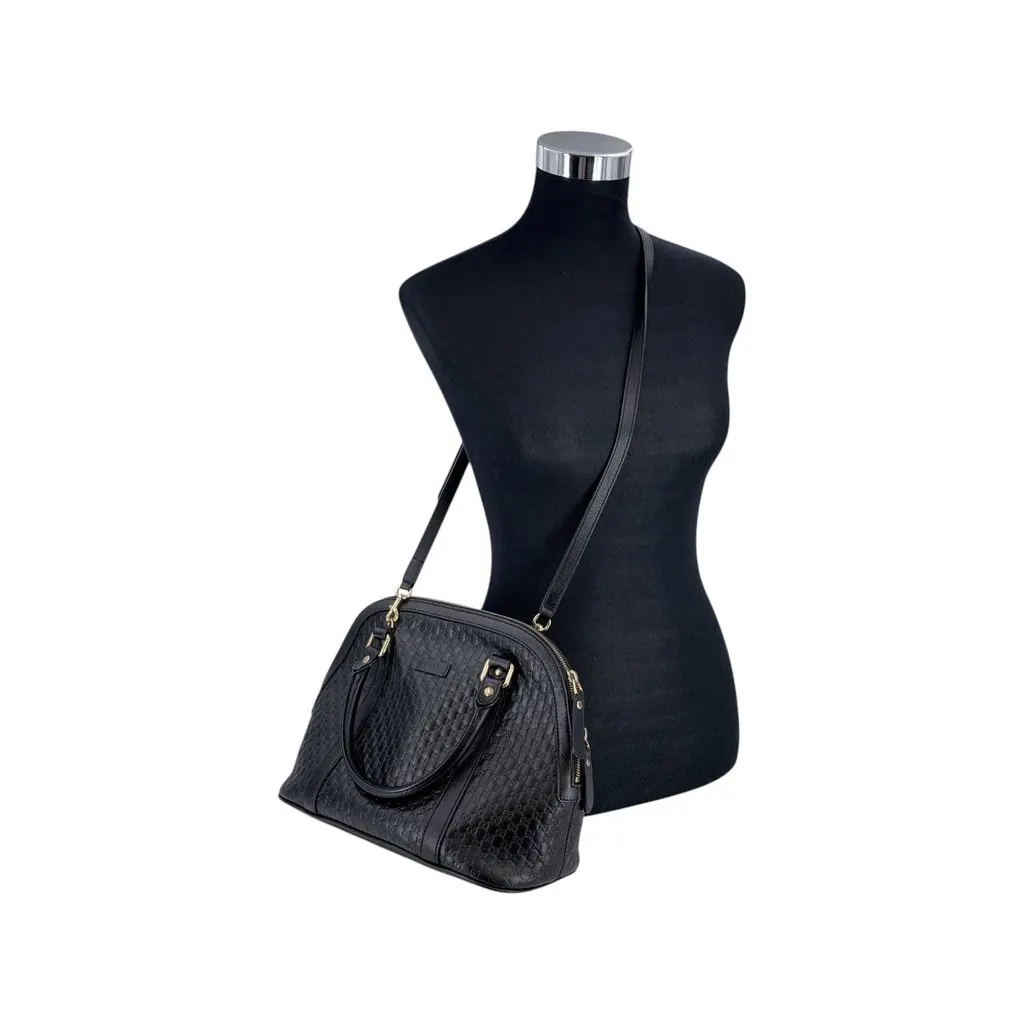 Gucci Shoulder Bag Dome Black Leather Good - Back View