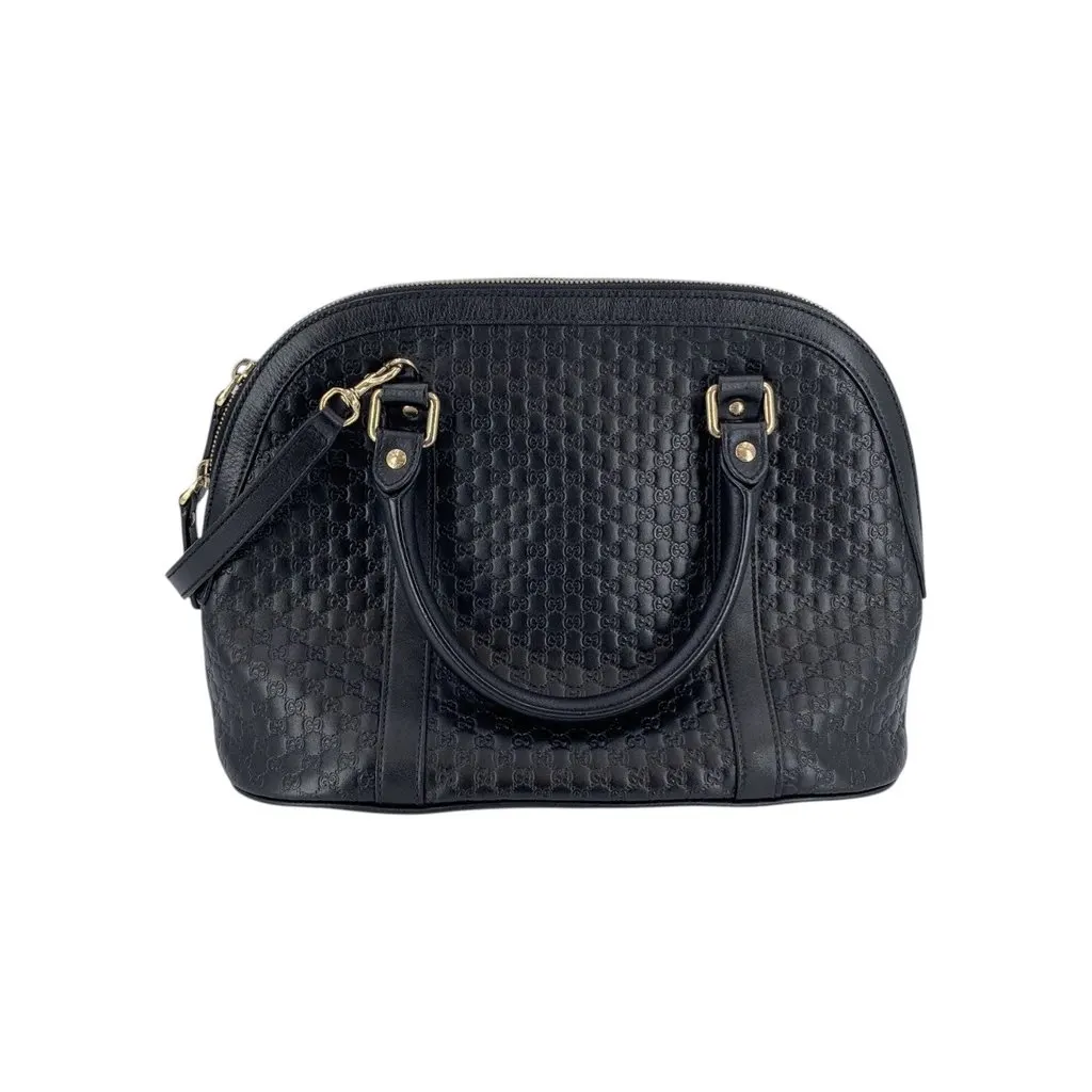 Gucci Shoulder Bag Dome Black Leather Good - Inside View