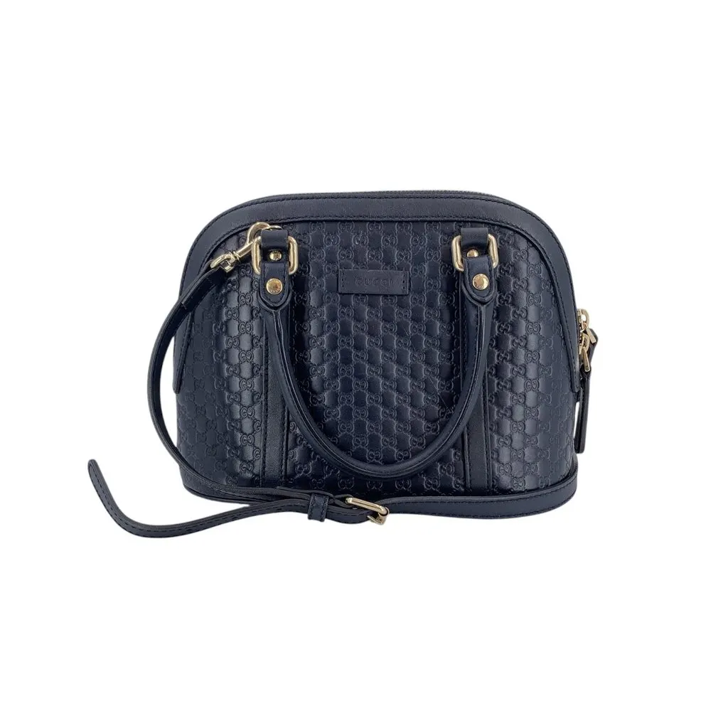 Gucci Shoulder Bag Dome Navy Leather Good - Front View