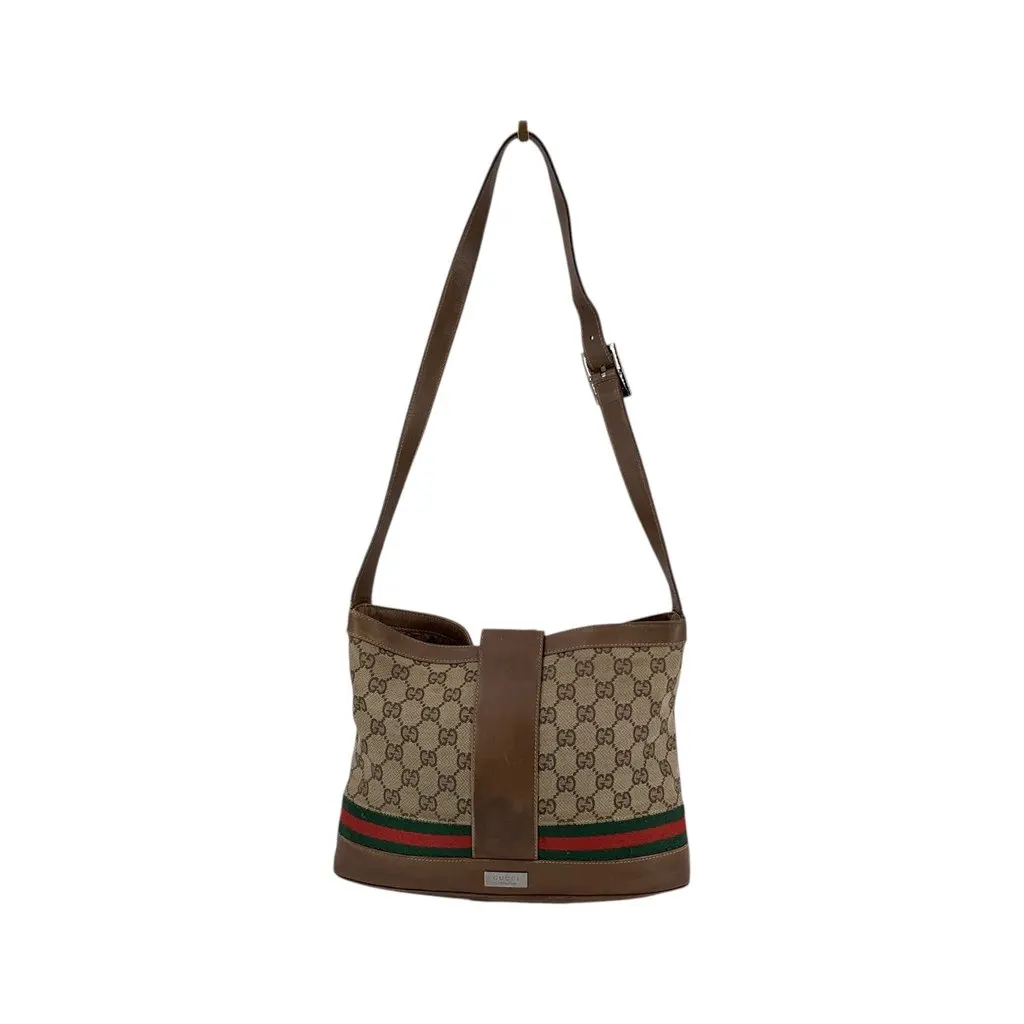 Gucci Shoulder Bag Vintage Interlocking Brown Canvas Good - Inside View
