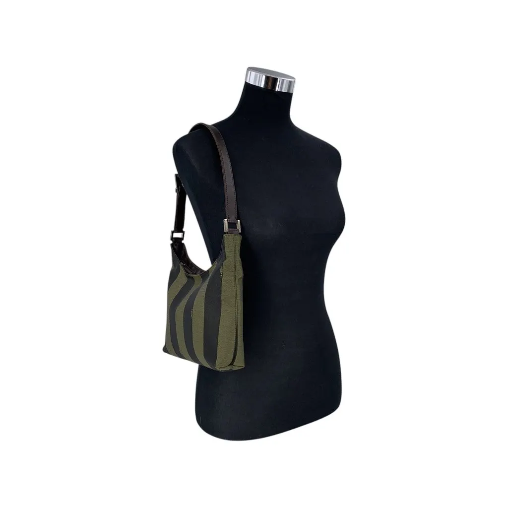 Fendi Shoulder Bag Vintage Pequin Black Canvas Good - Back View