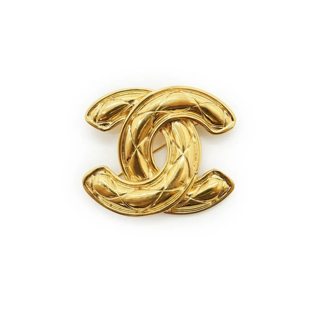 Chanel Brooch Gold Good - Front View