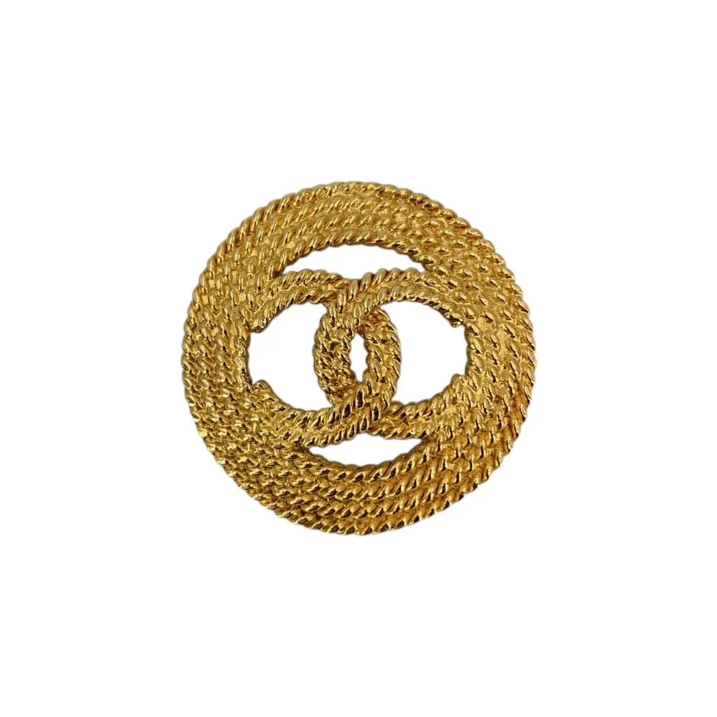 Chanel Brooch Gold Good - Front View