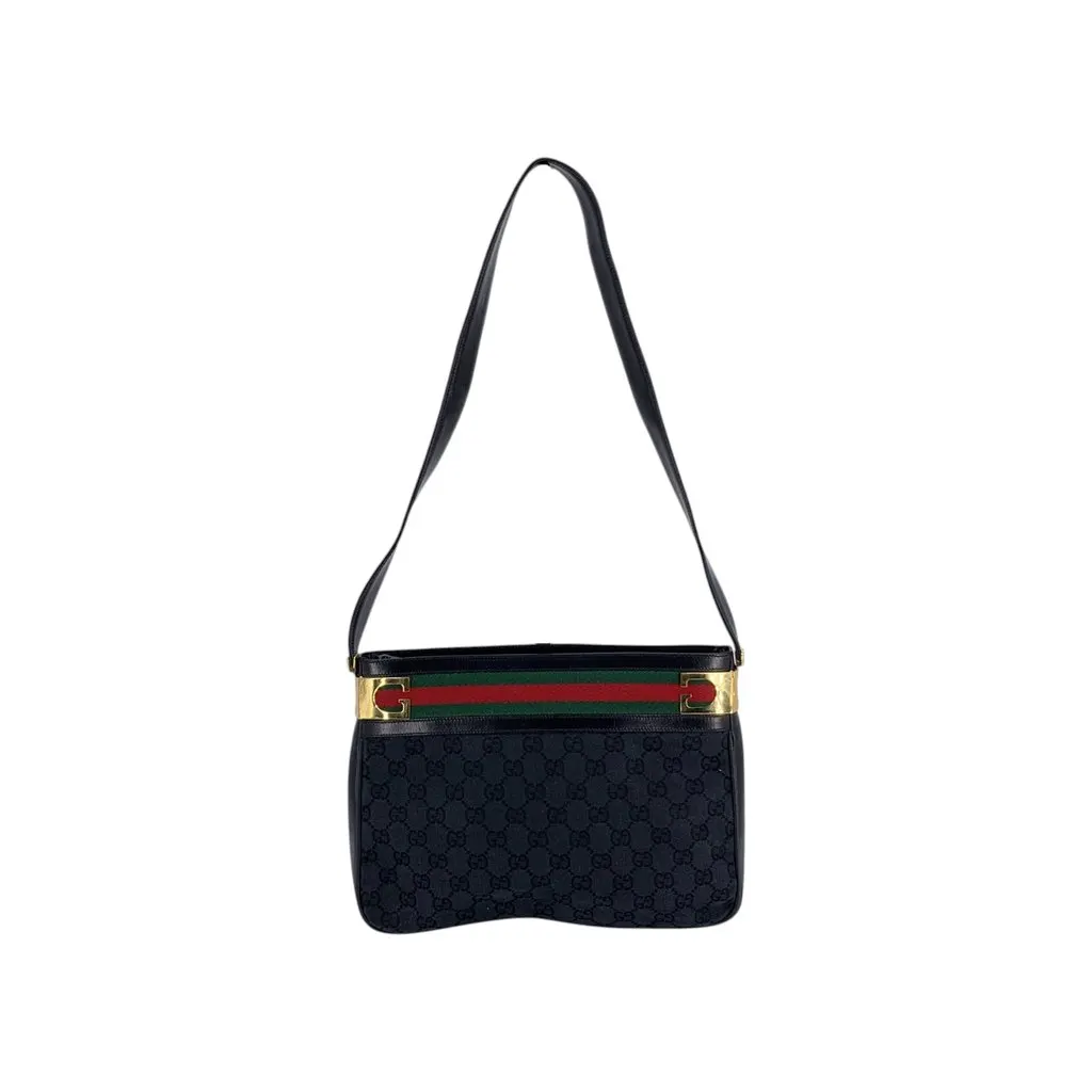 Gucci Shoulder Bag Vintage Not Applicable Black Canvas Good - Front View