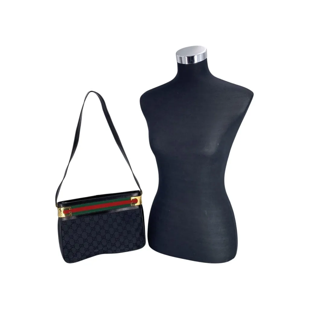 Gucci Shoulder Bag Vintage Not Applicable Black Canvas Good - Back View
