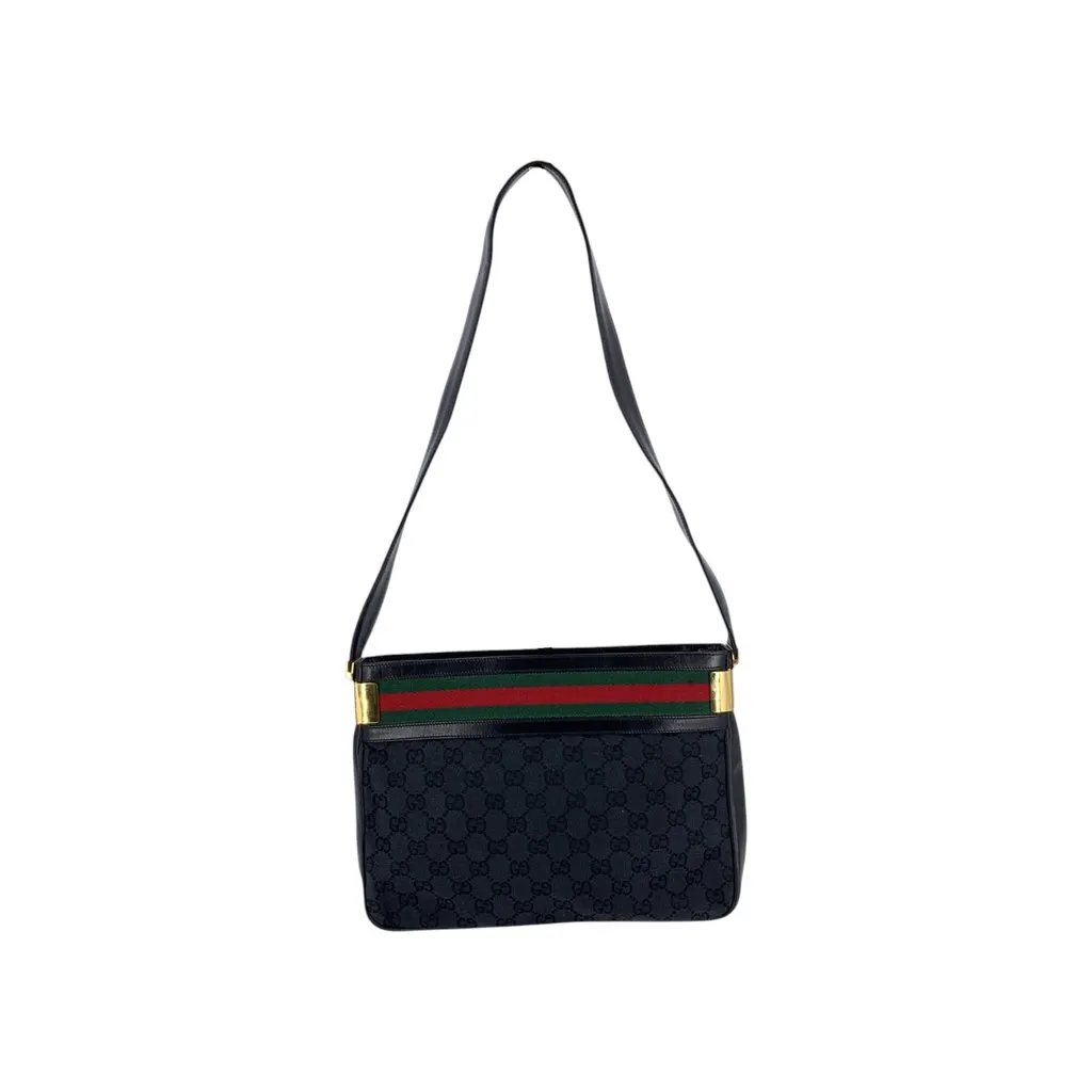 Gucci Shoulder Bag Vintage Not Applicable Black Canvas Good - Inside View