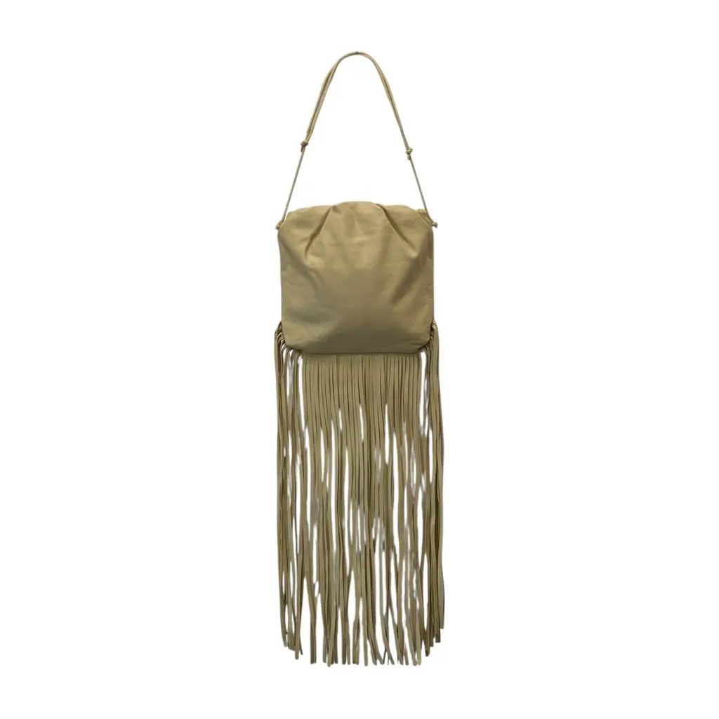 Bottega Veneta Shoulder Bag The Fringe Pouch Red Leather Good - Front View