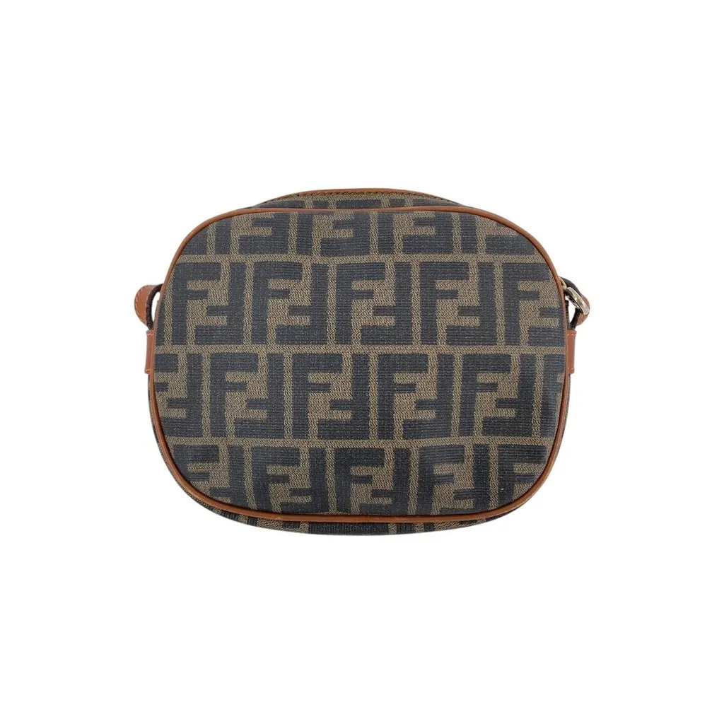 Fendi Crossbody Bag Vintage Zucca Oval Brown Canvas Good - Inside View