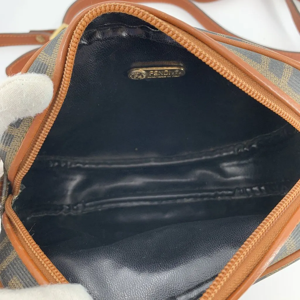 Fendi Crossbody Bag Vintage Zucca Oval Brown Canvas Good - Box View
