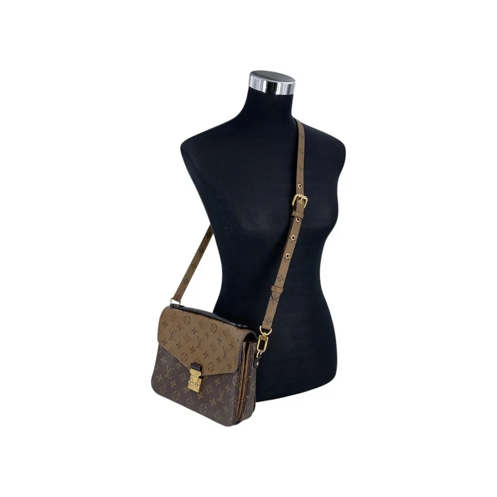 Louis Vuitton Shoulder Bag Metis Brown Canvas Good - Back View