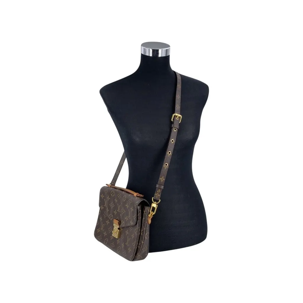 Louis Vuitton Shoulder Bag Metis Brown Canvas Good - Back View