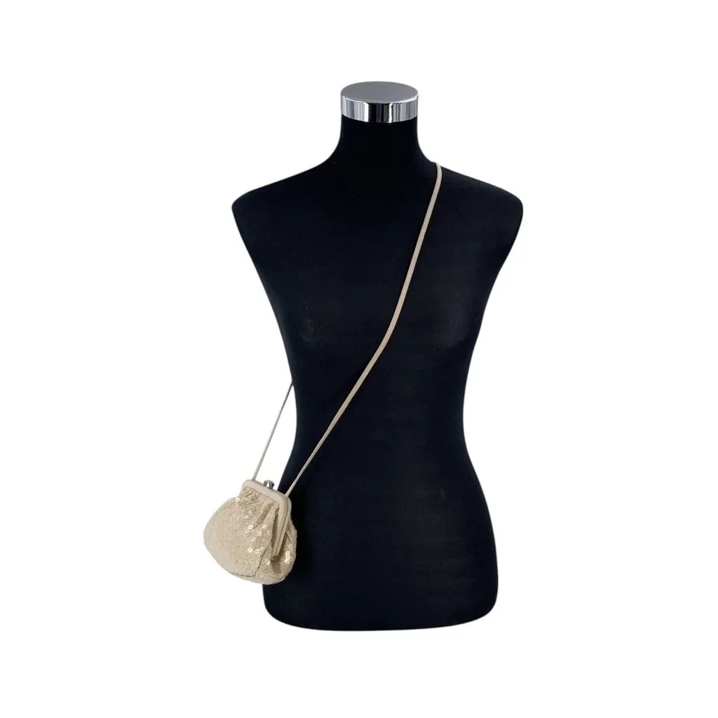 Bottega Veneta Shoulder Bag Vintage Sequins Beige Suede Good - Back View
