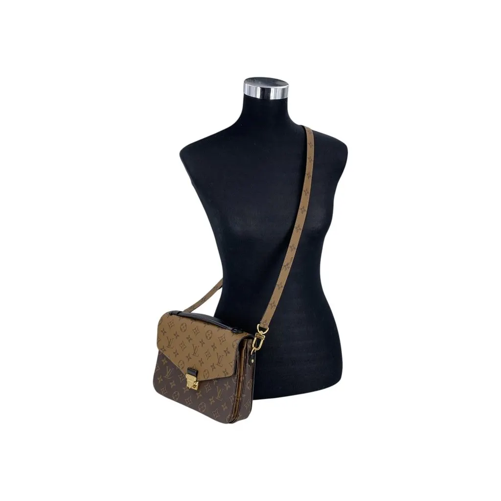 Louis Vuitton Shoulder Bag Metis Black Canvas Good - Back View