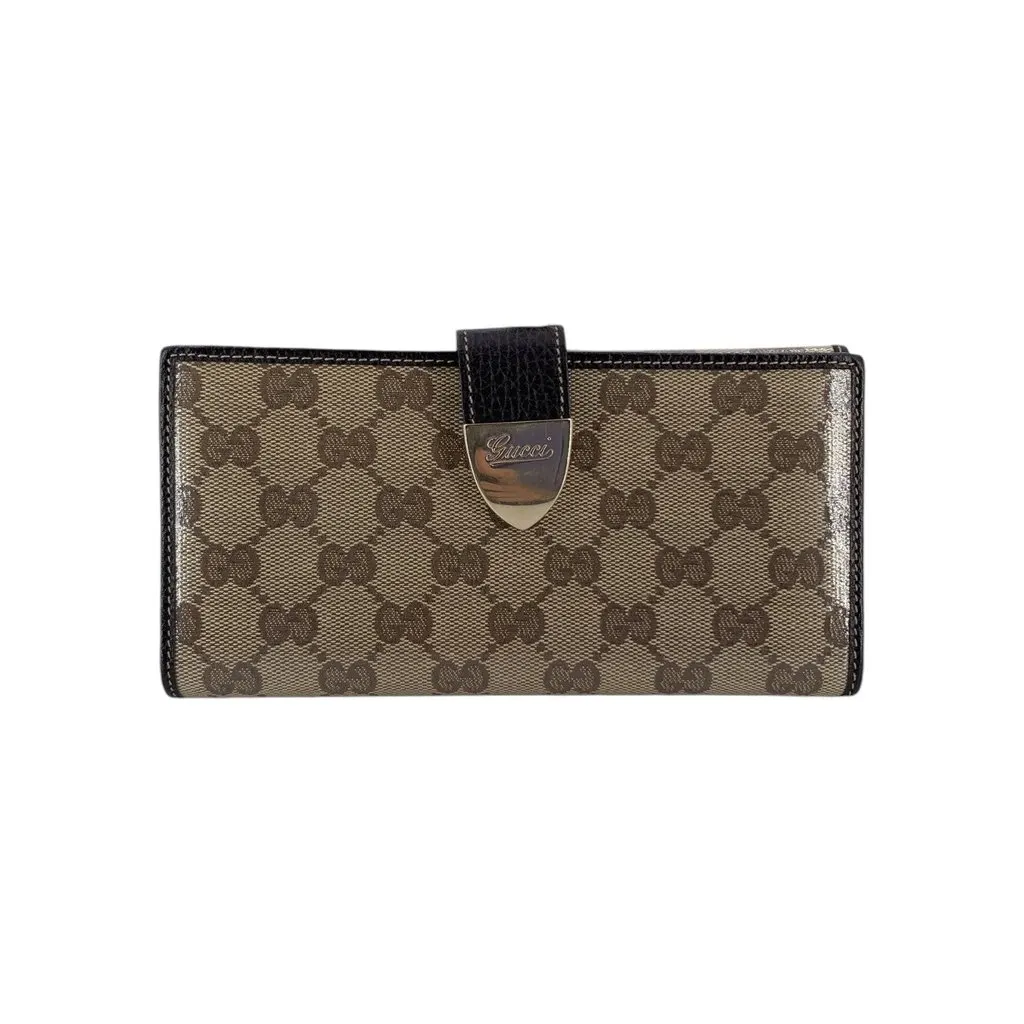 Gucci Wallet Brown Canvas Good - Front View