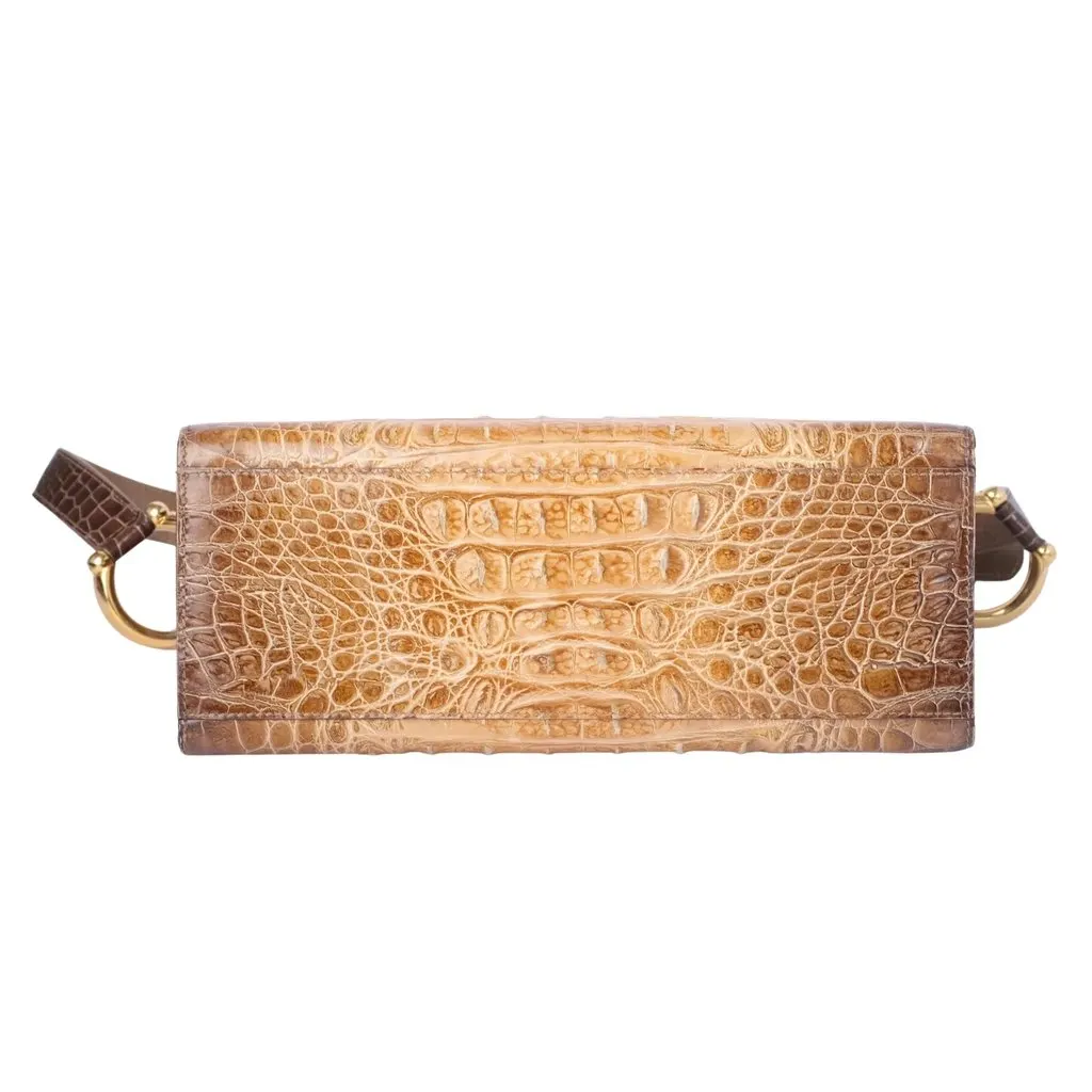Gianfranco Ferré Ridgeback Crocodile Handbag - '90s Brown Leather Good - Model View
