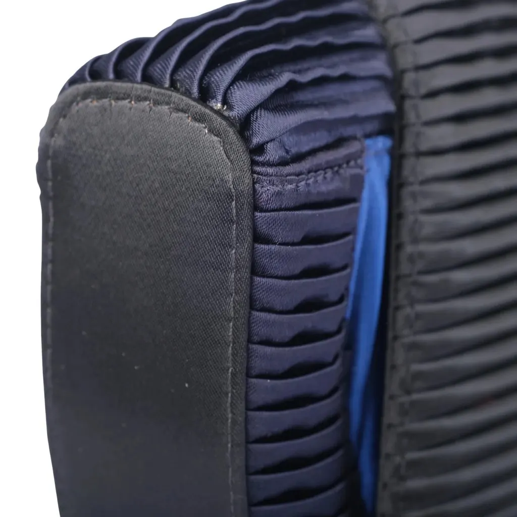 Versace Couture Geometric Pleated Clutch - '80s Navy Satin Good - Box View