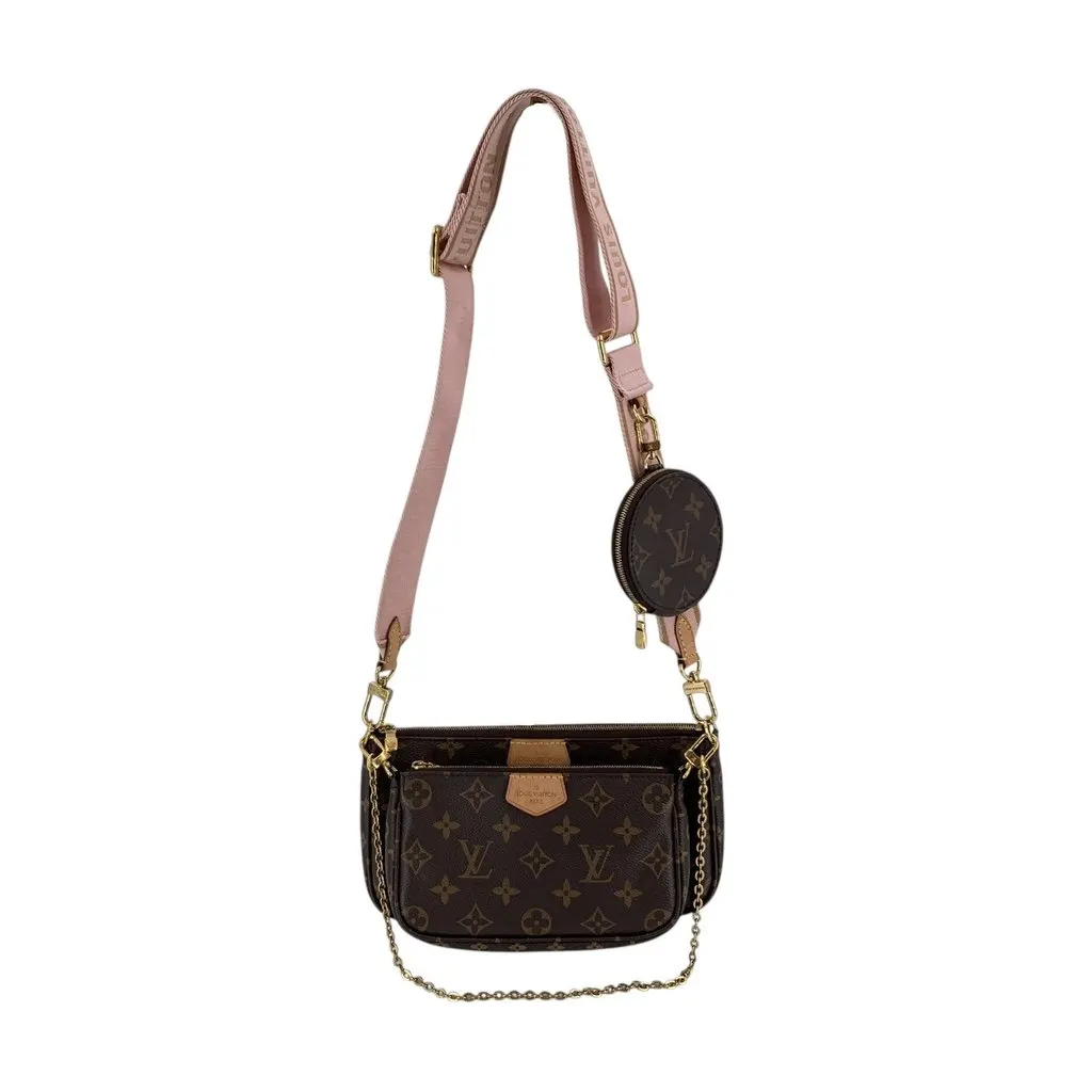 Louis Vuitton Crossbody Bag Multi Pochette Accessoires Pink Canvas Good - Front View