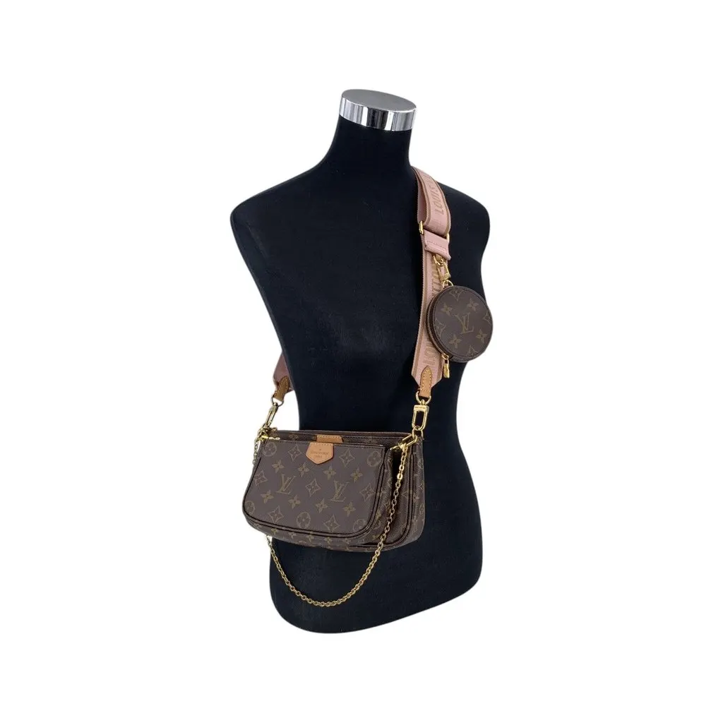 Louis Vuitton Crossbody Bag Multi Pochette Accessoires Pink Canvas Good - Back View