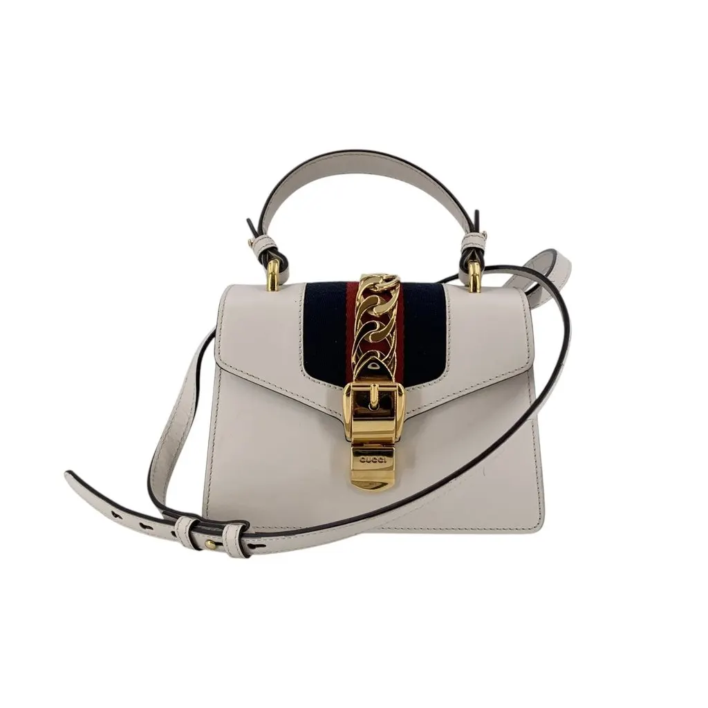 Gucci Handbag Sylvie White Leather Good - Front View