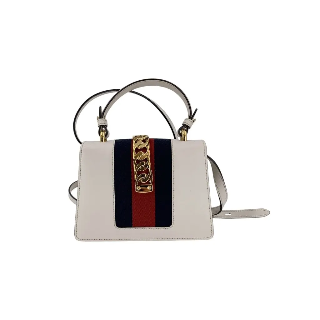 Gucci Handbag Sylvie White Leather Good - Inside View