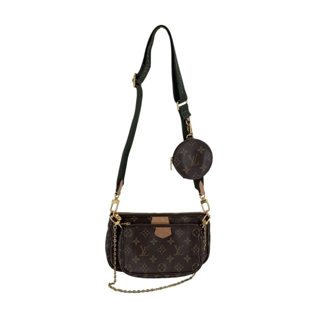 Louis Vuitton Crossbody Bag Multi Pochette Accessoires Green Canvas Good - Front View