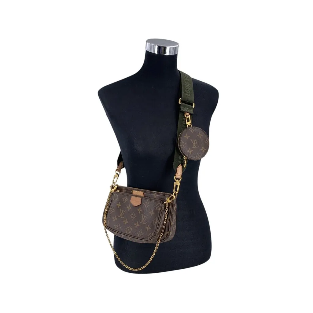 Louis Vuitton Crossbody Bag Multi Pochette Accessoires Green Canvas Good - Back View