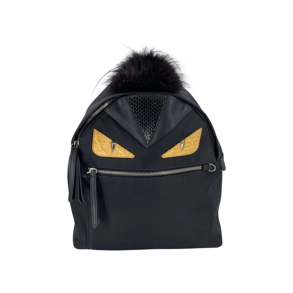 Fendi Backpack Monster Black Polyamide Good - Front View