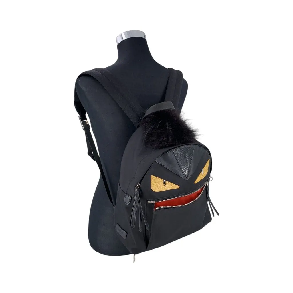 Fendi Backpack Monster Black Polyamide Good - Back View