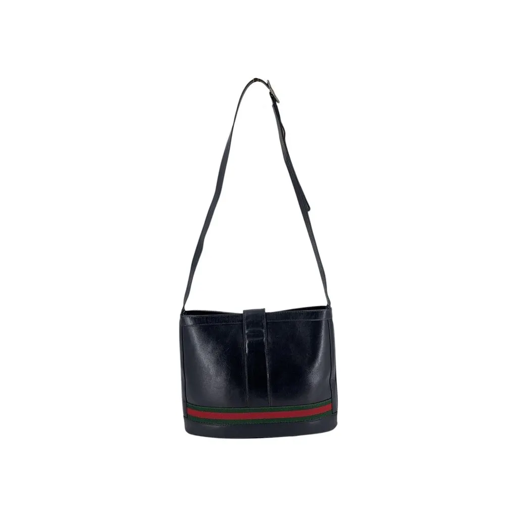 Gucci Shoulder Bag Vintage Interlocking Black Leather Good - Inside View