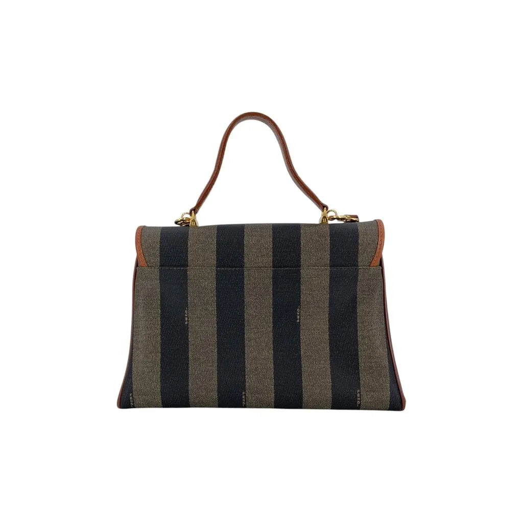 Fendi Shoulder Bag Vintage Pequin Black Canvas Good - Inside View