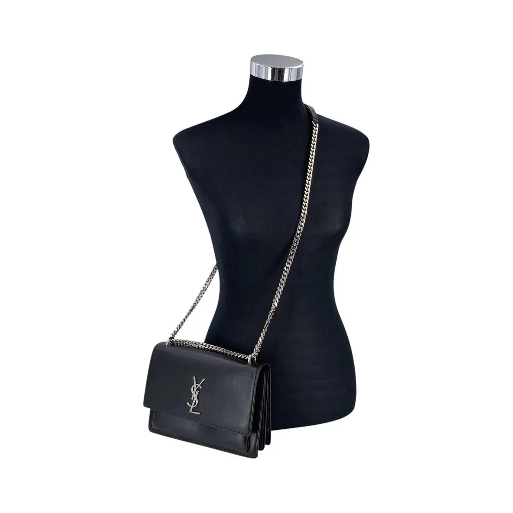 Saint Laurent Shoulder Bag Sunset Black Leather Good - Back View