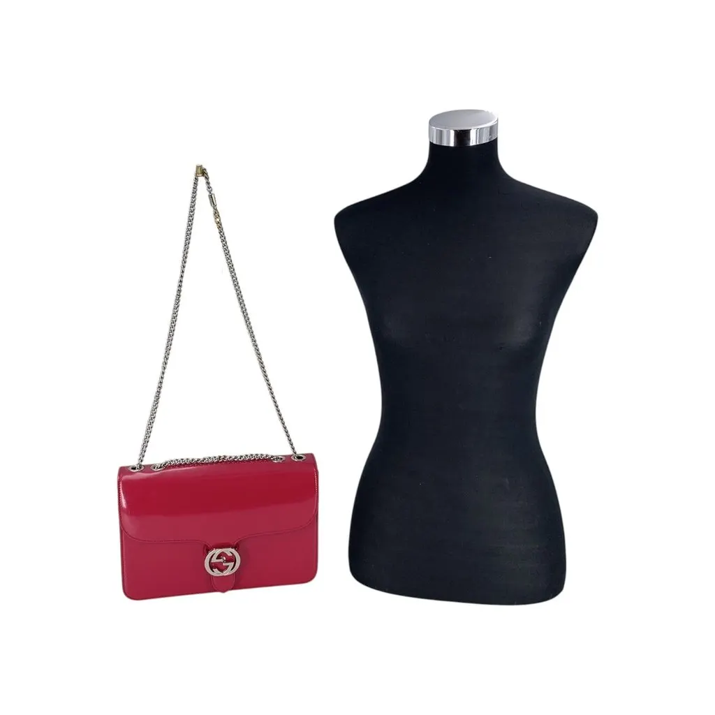 Gucci Shoulder Bag Interlocking Pink Leather Good - Back View