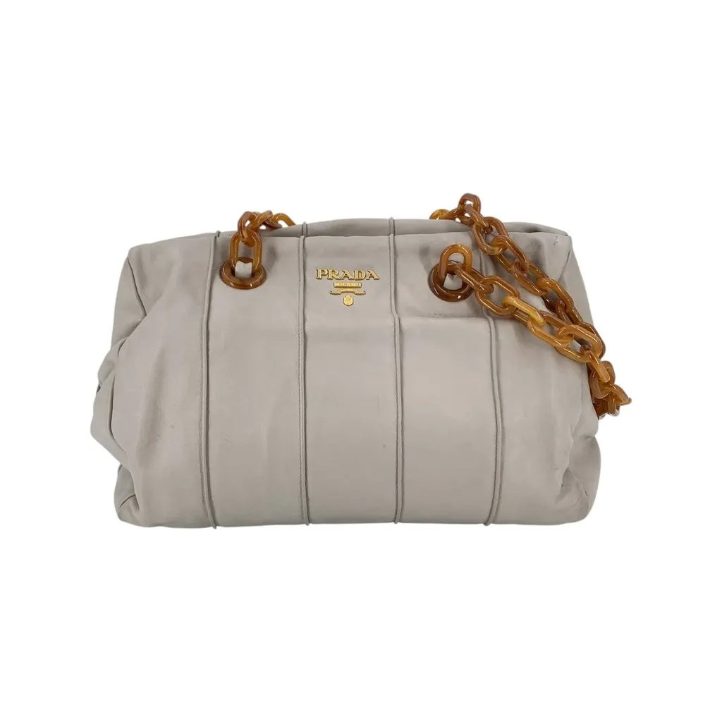 Prada Shoulder Bag BL0789 White Leather Good - Front View
