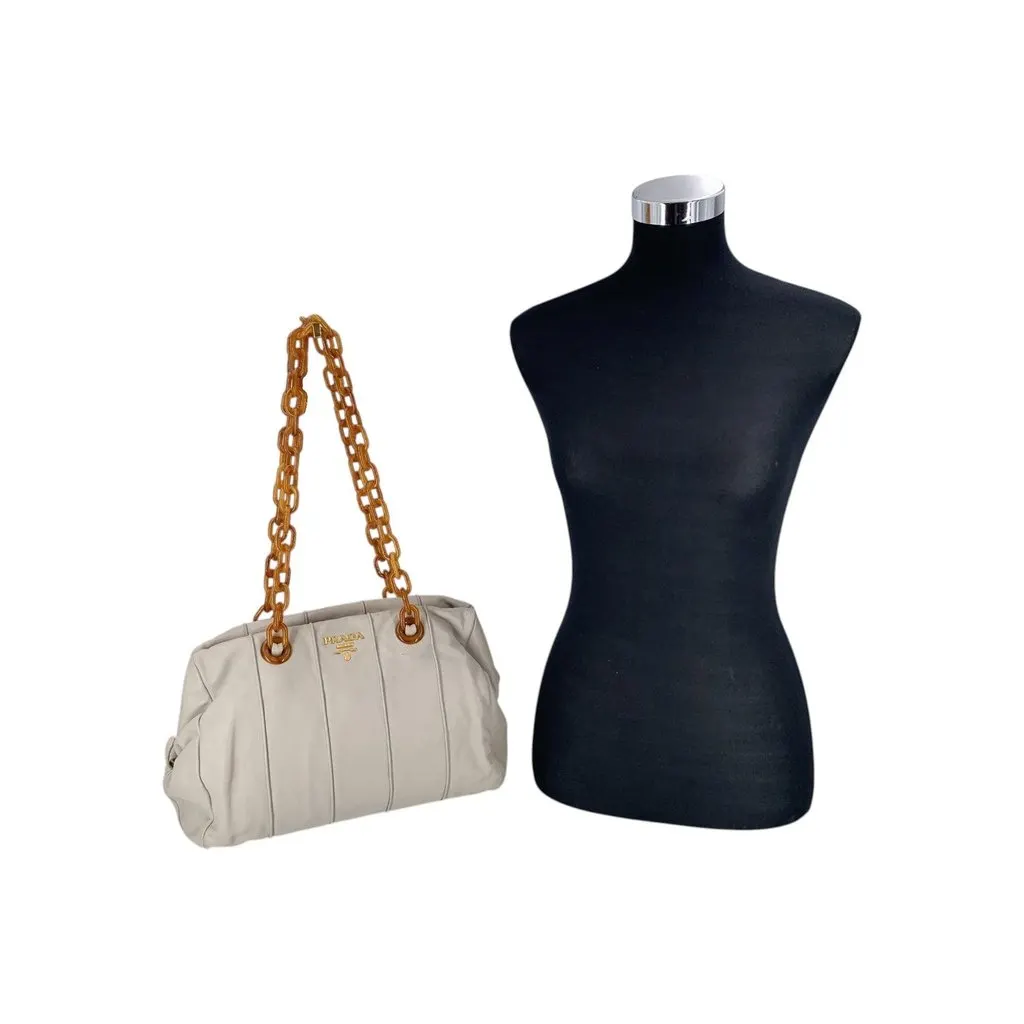Prada Shoulder Bag BL0789 White Leather Good - Back View