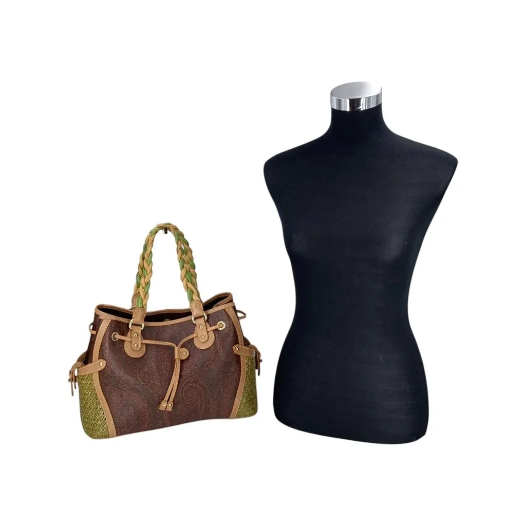 Etro Tote Bag Paisley Tote Brown Canvas Good - Back View