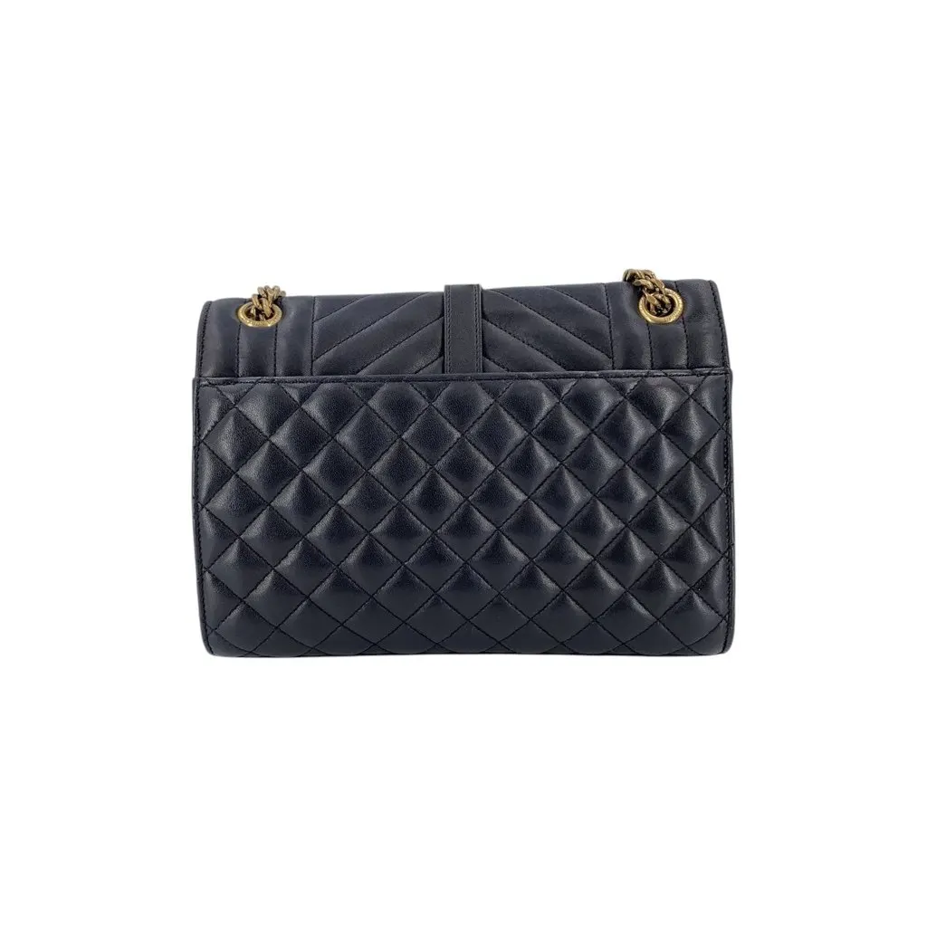 Saint Laurent Shoulder Bag Envelope Black Leather Good - Inside View