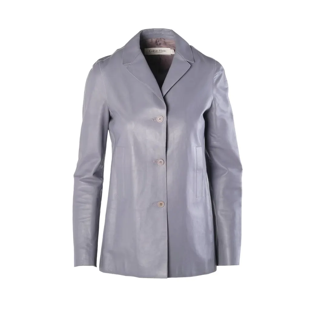 Calvin Klein Collection Grey Calfskin Leather Blazer - '00s