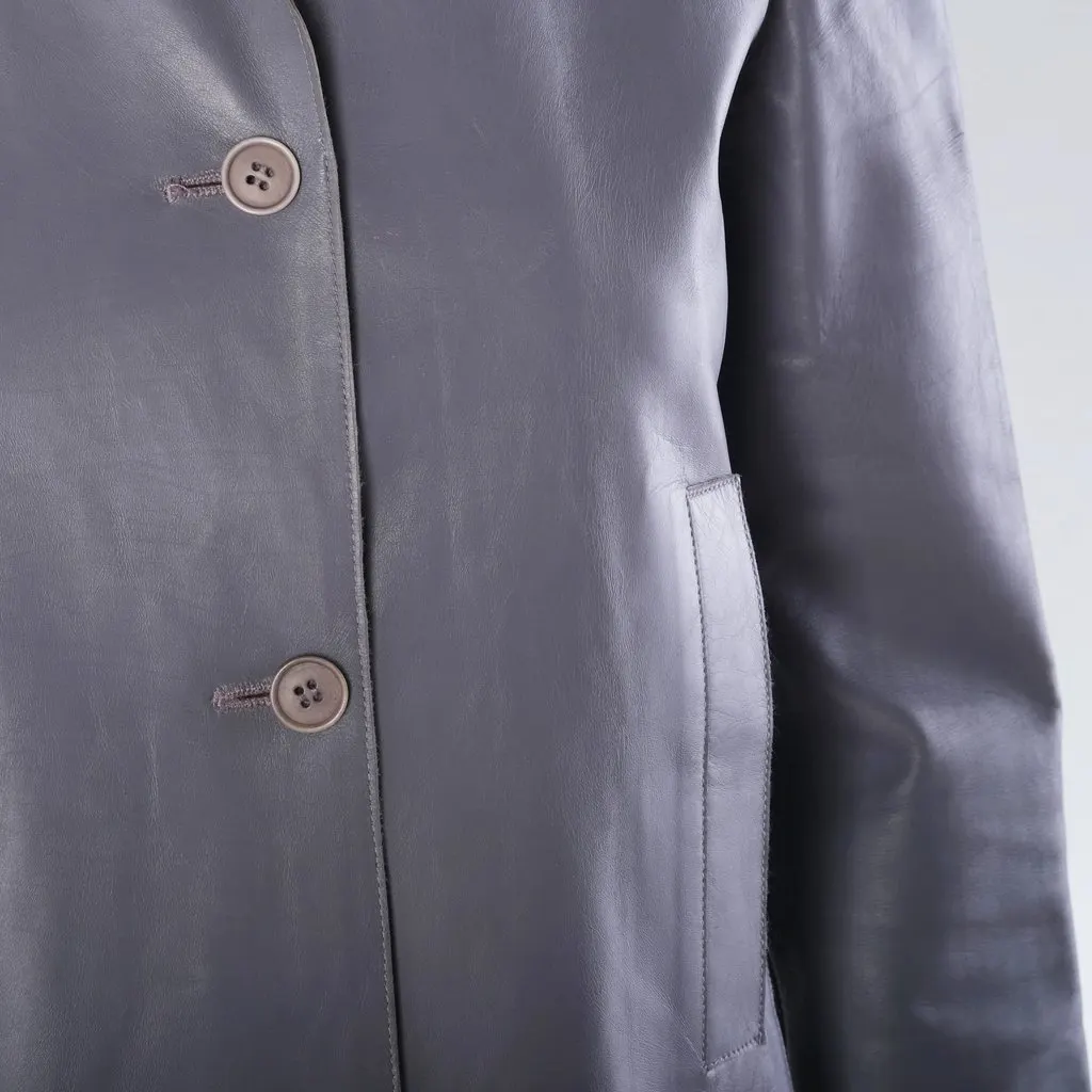 Calvin Klein Collection Grey Calfskin Leather Blazer - '00s Grey Leather Good - Model View