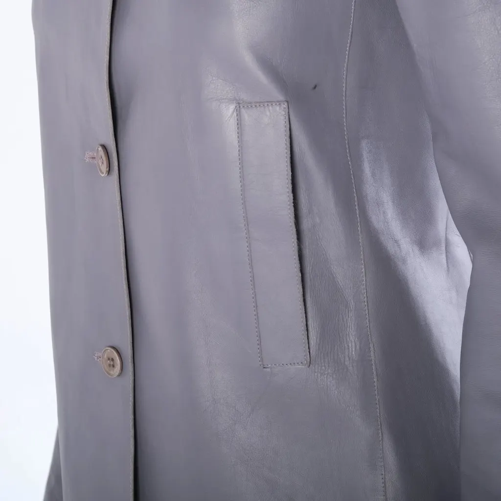 Calvin Klein Collection Grey Calfskin Leather Blazer - '00s Grey Leather Good - Box View