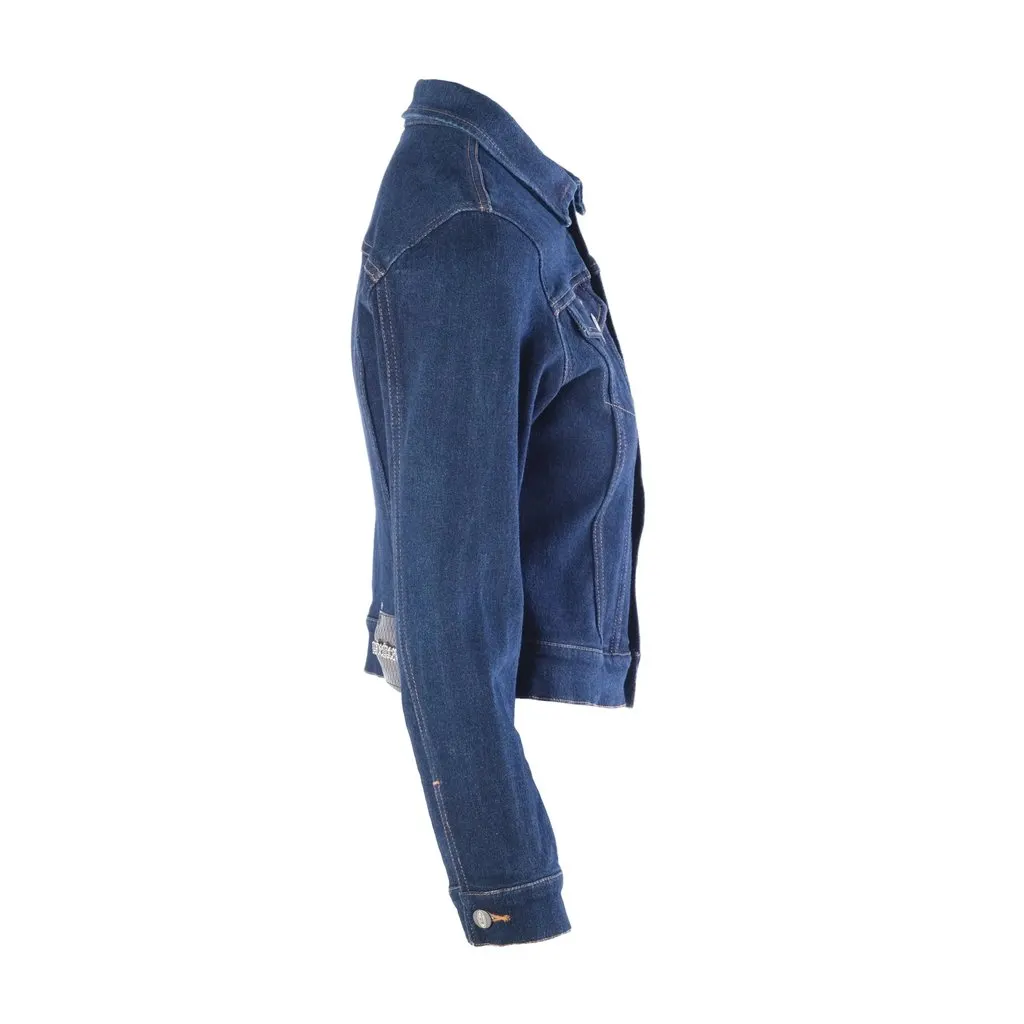 Roberto Cavalli Dark Wash Denim Crystal Logo Jacket - '00s Black Denim Good - Back View