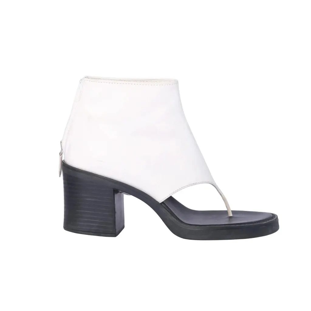 Miu Miu White Leather Thong Ankle Booties - '20s White Leather Good - Front View