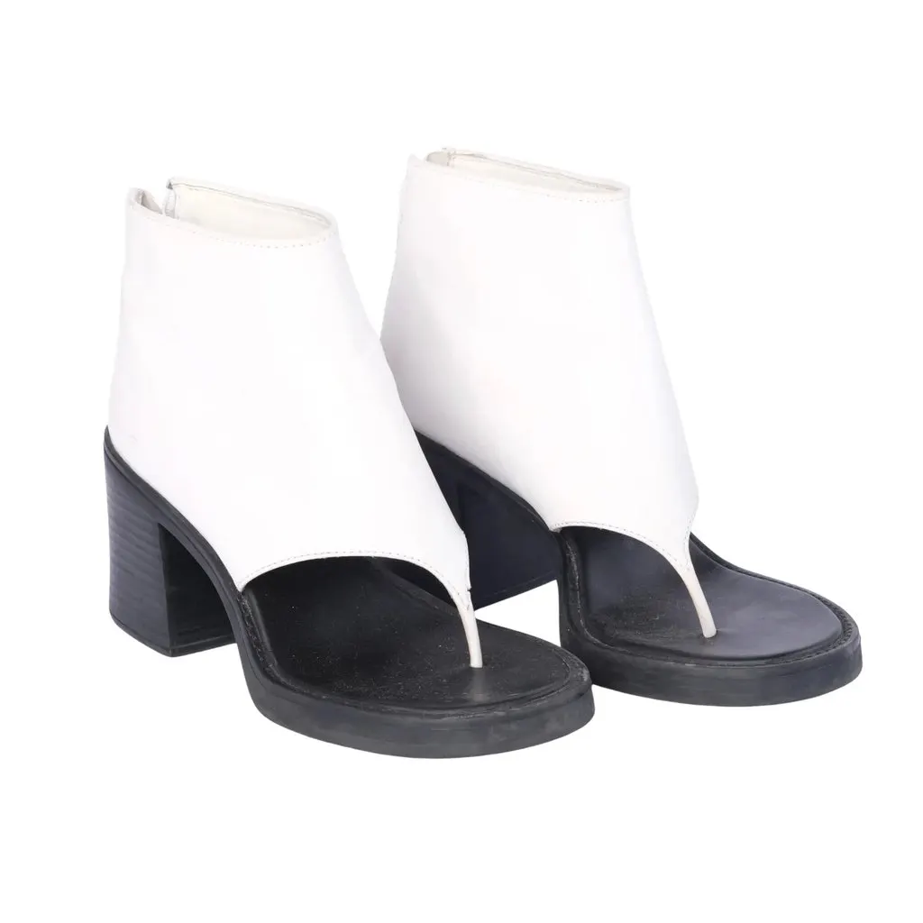 Miu Miu White Leather Thong Ankle Booties - '20s White Leather Good - Back View