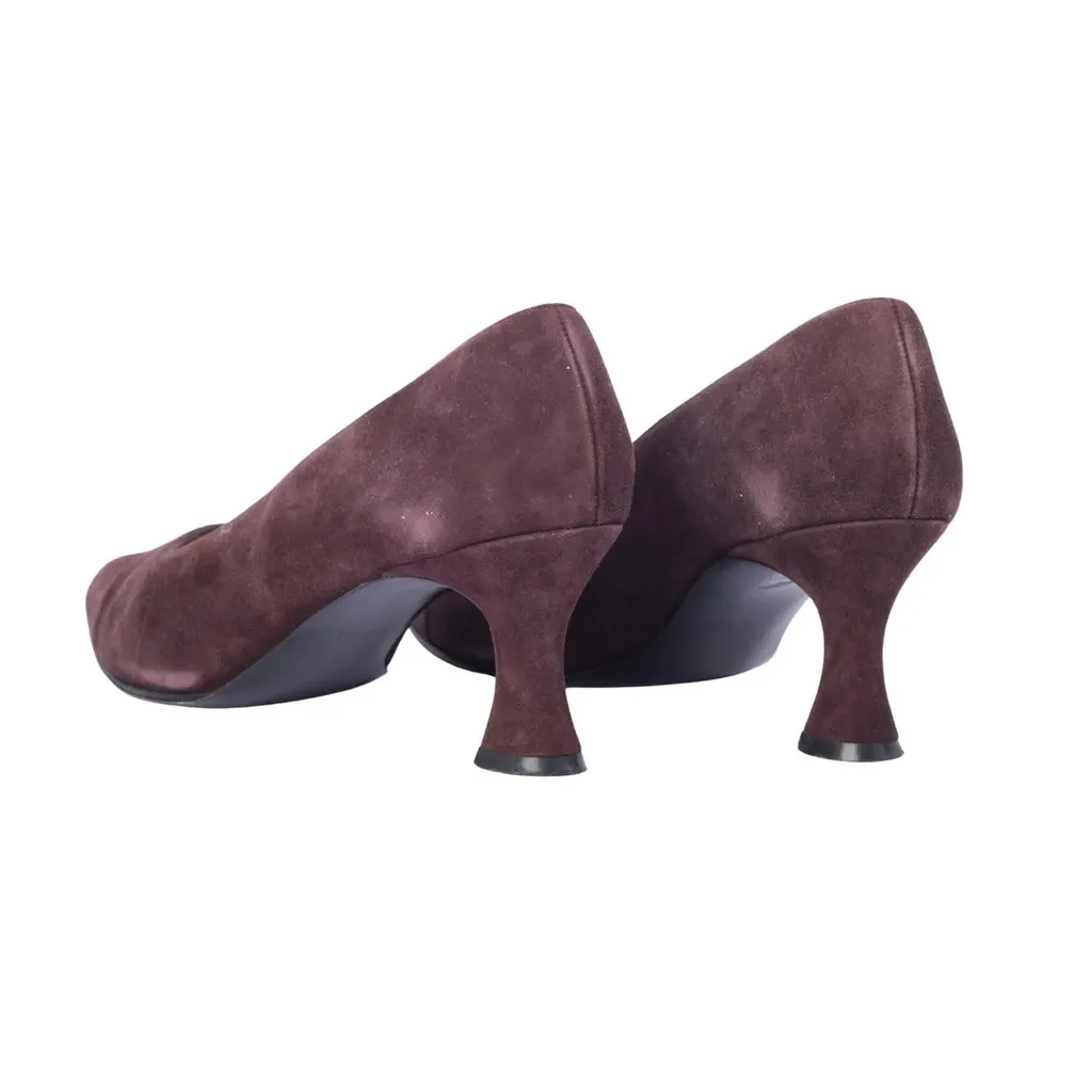 Chanel Chocolate Brown Suede CC Pumps - '90s Brown Suede Good - Inside View