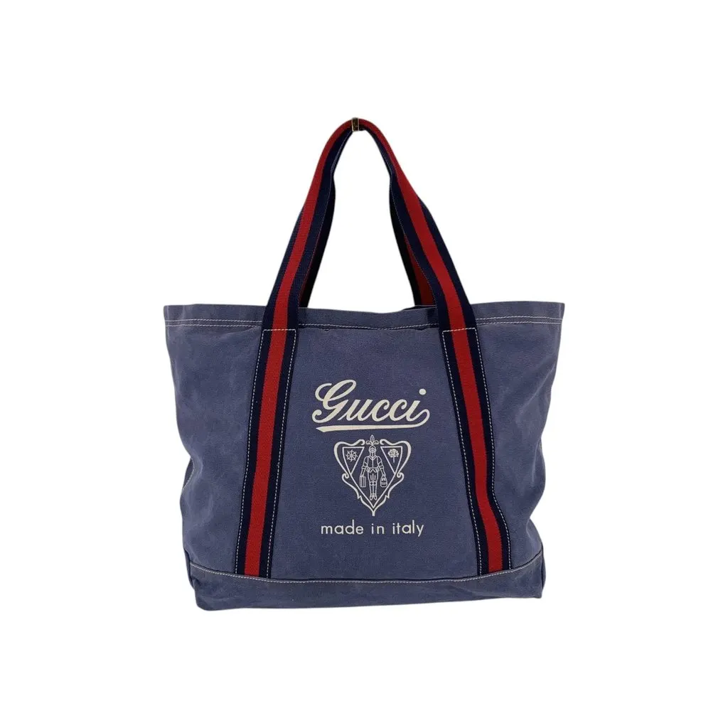Gucci Tote Bag Crest Logo Red Canvas Good - Front View