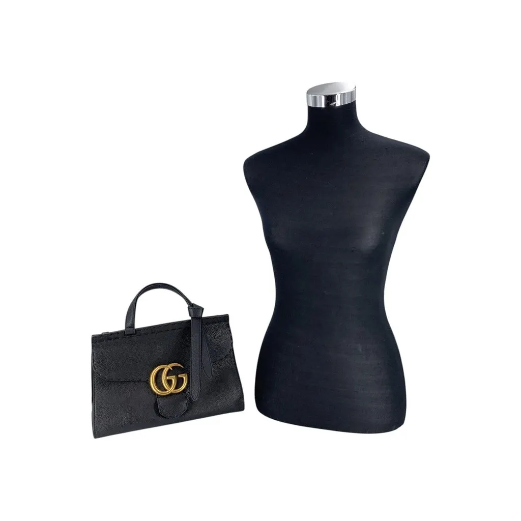Gucci Handbag GG Marmont Black Leather Good - Back View