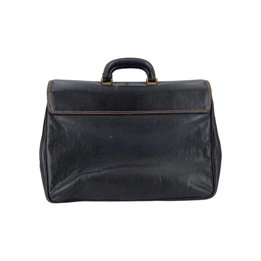 Alfred Dunhill Handbag Vintage Briefcase Attache Black Leather Good - Inside View