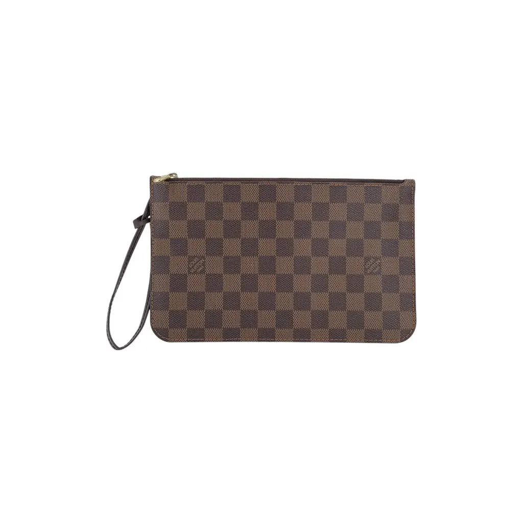 Louis Vuitton Clutch Bag Neverfull Brown Canvas Good - Front View