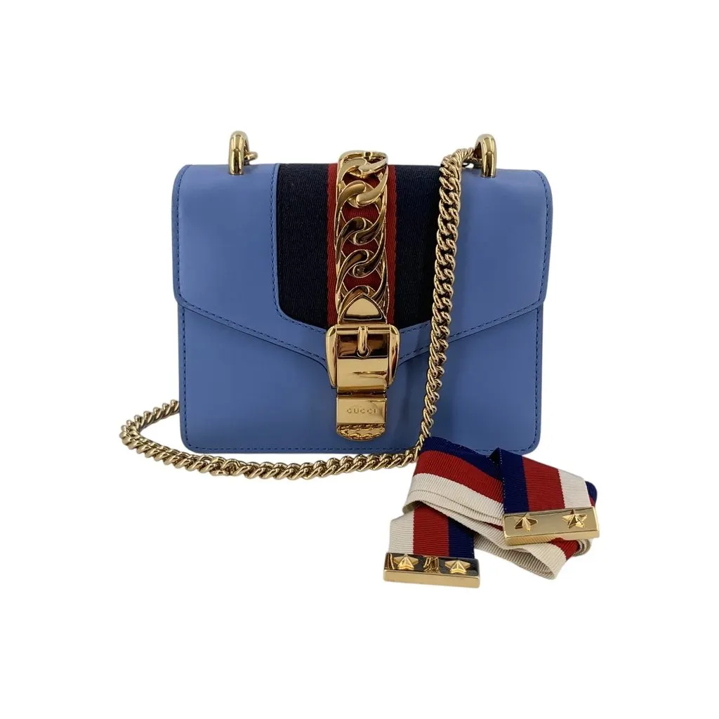 Gucci Shoulder Bag Sylvie Flap Chain Red Leather Good - Front View
