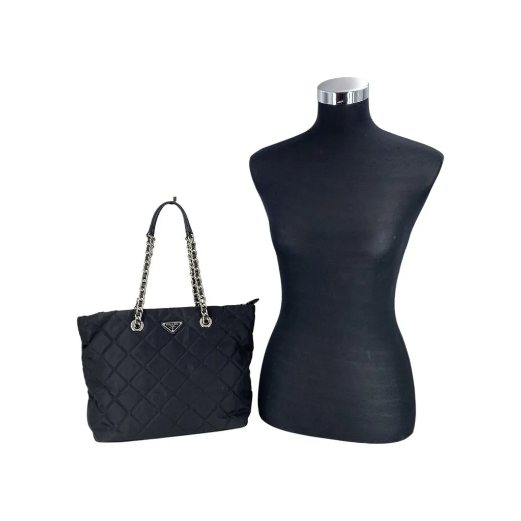 Prada Tote Bag Vintage Tessuto Black Polyamide Good - Back View